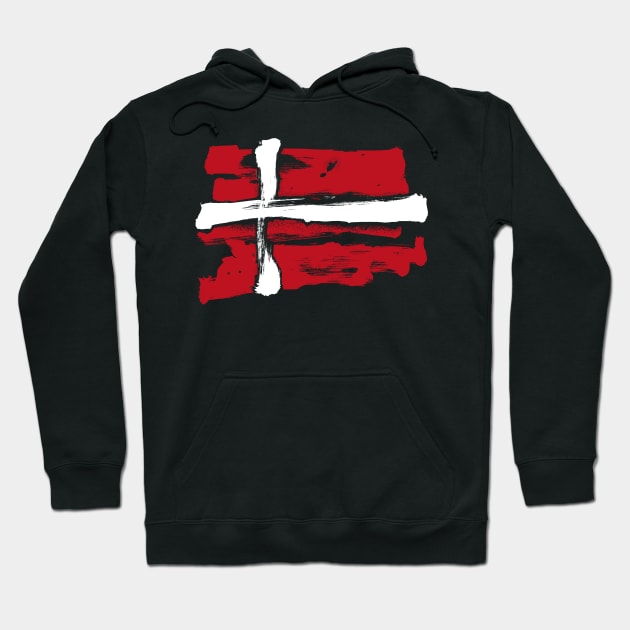 Denmark Flag - Pencil Strokes - Pirates Style Hoodie by Nikokosmos